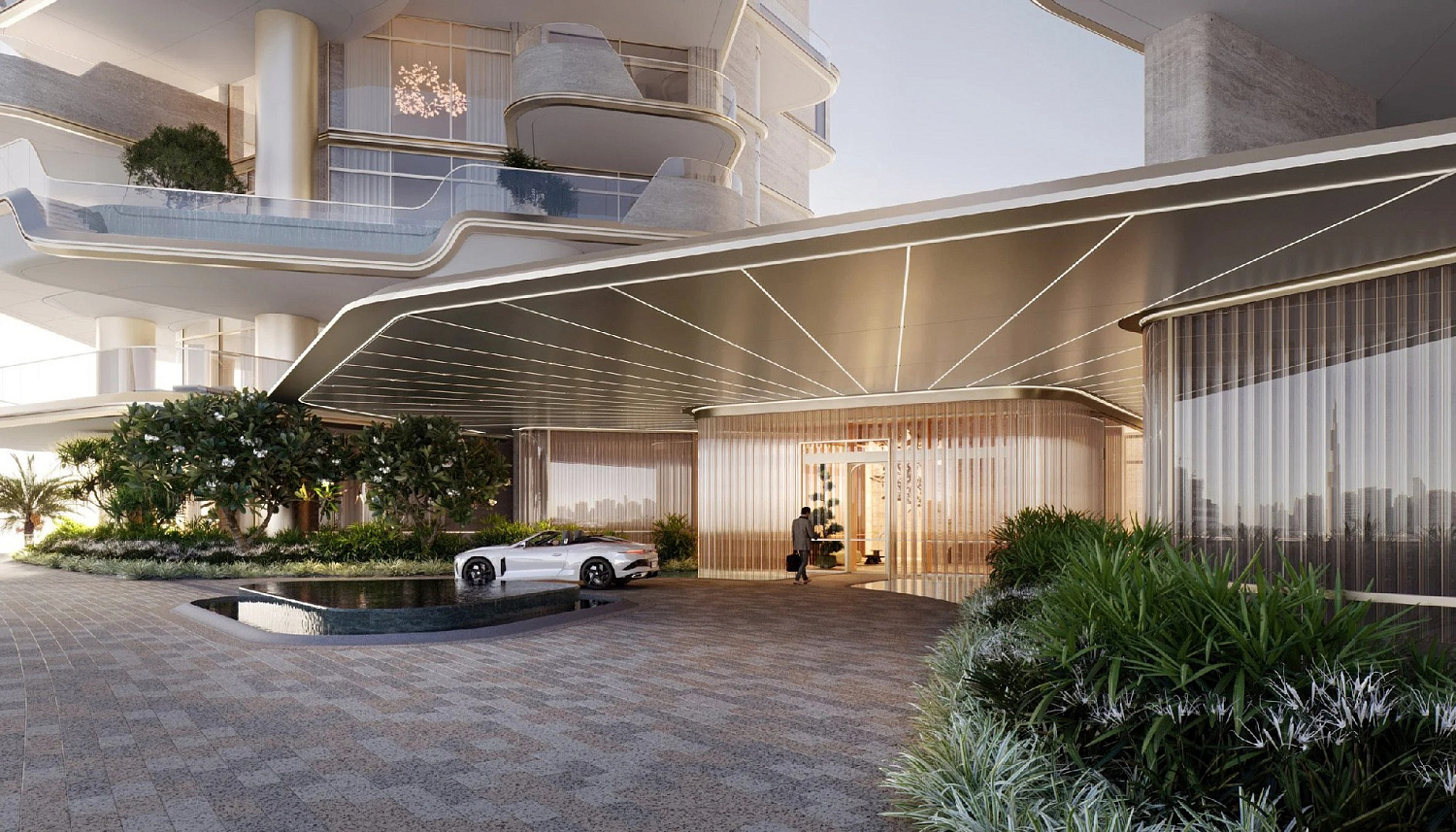 Foster + Partners представляет небоскрёбы Дубая, соединённые бассейном-пентхаусом